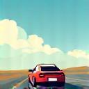 Illustration showing a car driving freely